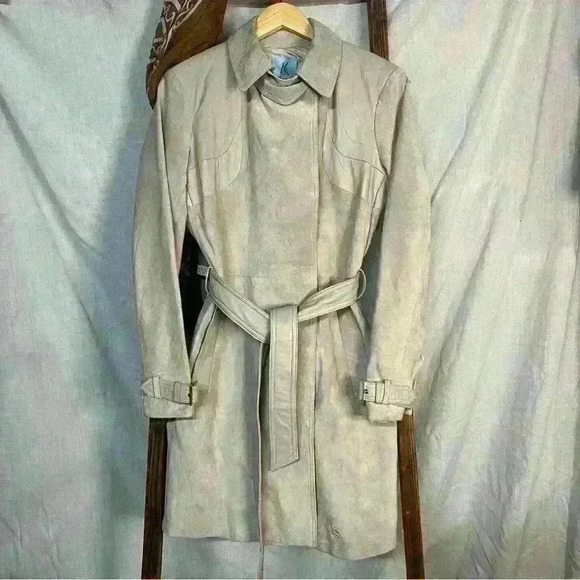 RARE Vintage Marciano Cream Leather Coat Size L